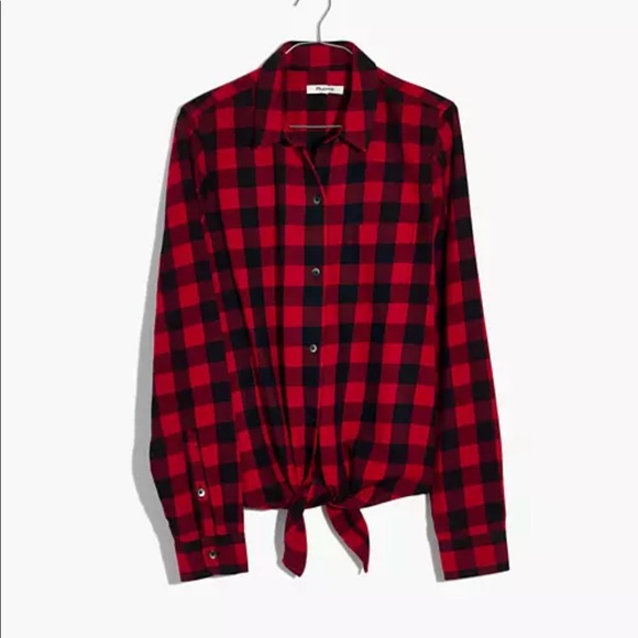 Madewell tie front flannel in buffalo check XS - Picture 3 of 13